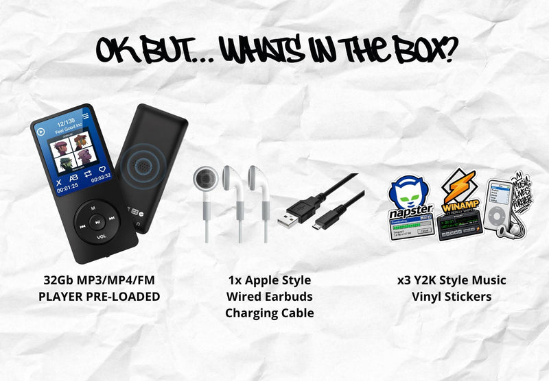 Tarswesi 32GB Bluetooth MP3 Player – Y2K Bundle with USB Cable