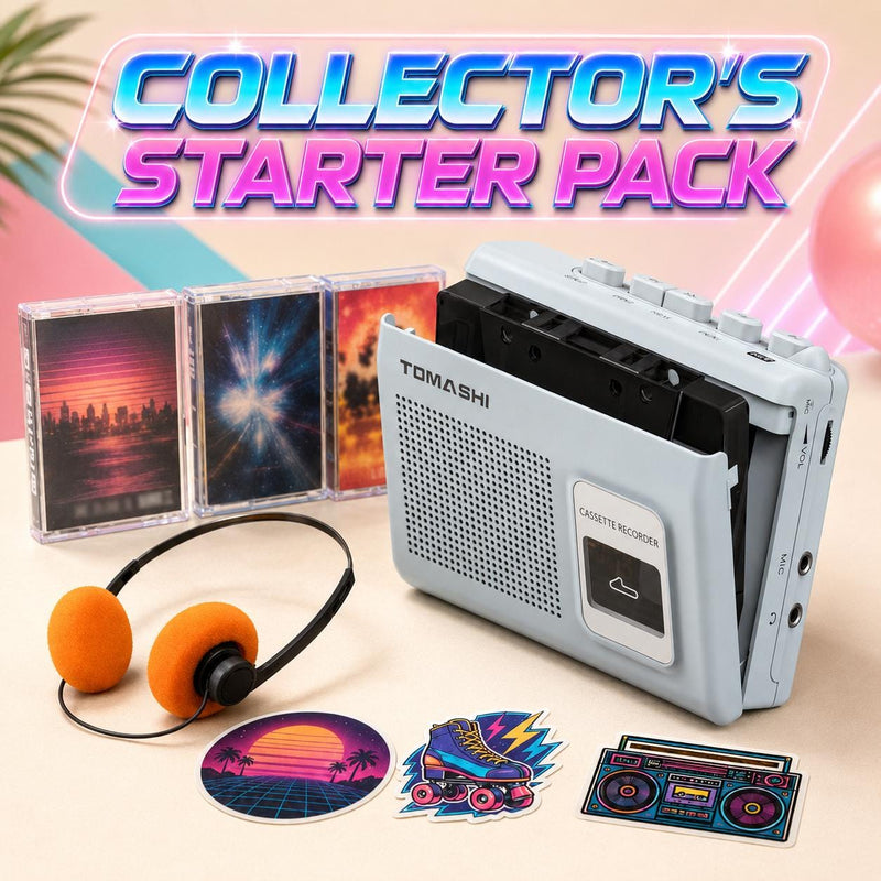 Portable Cassette Player Starter Pack with Headphones & 3 Tapes
