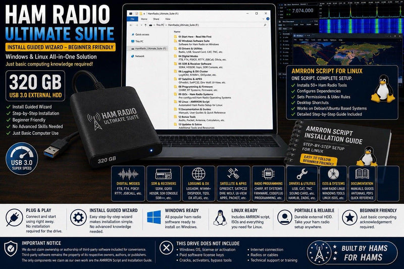 Ham Radio Windows & Linux Software Toolkit – 320GB USB 3.0 Hard Drive