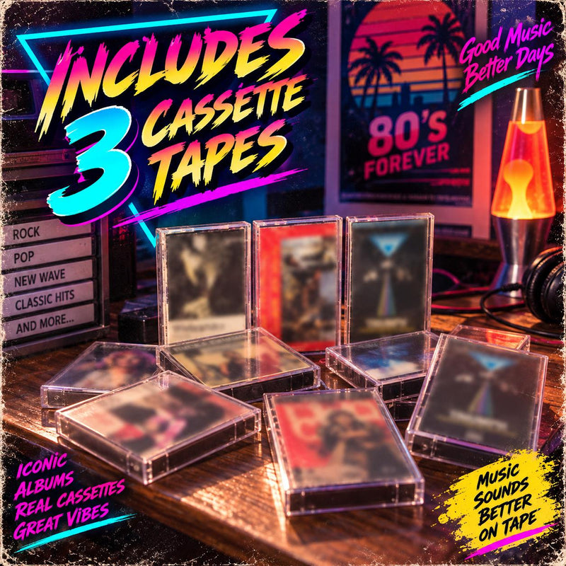Cassette Player Starter Pack with AM/FM Radio, Headphones & 3 Tapes