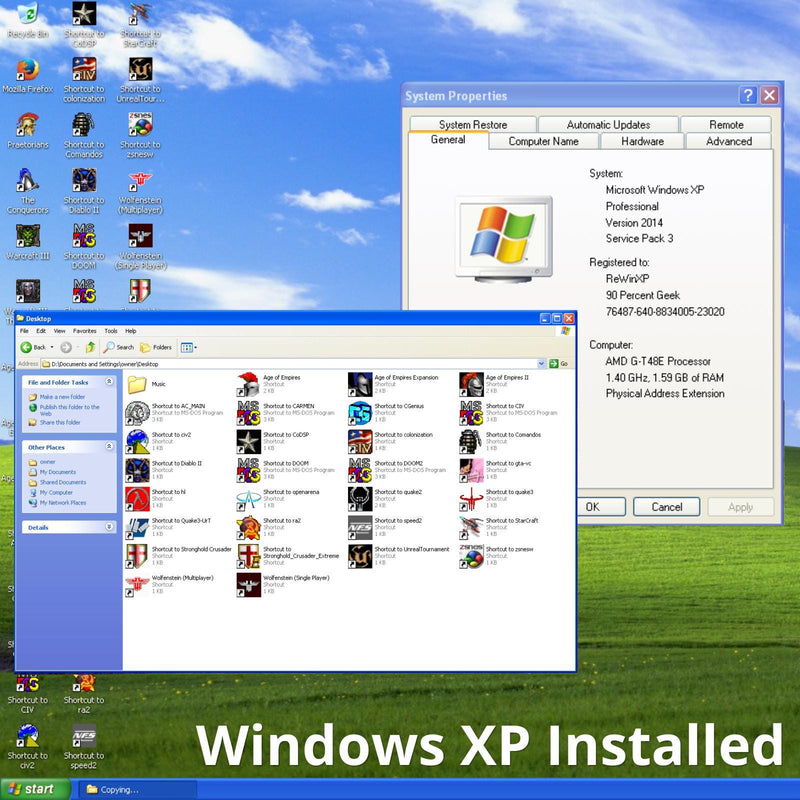 ReWindXP Windows XP Retro Gaming PC – 64GB SSD, 2GB RAM