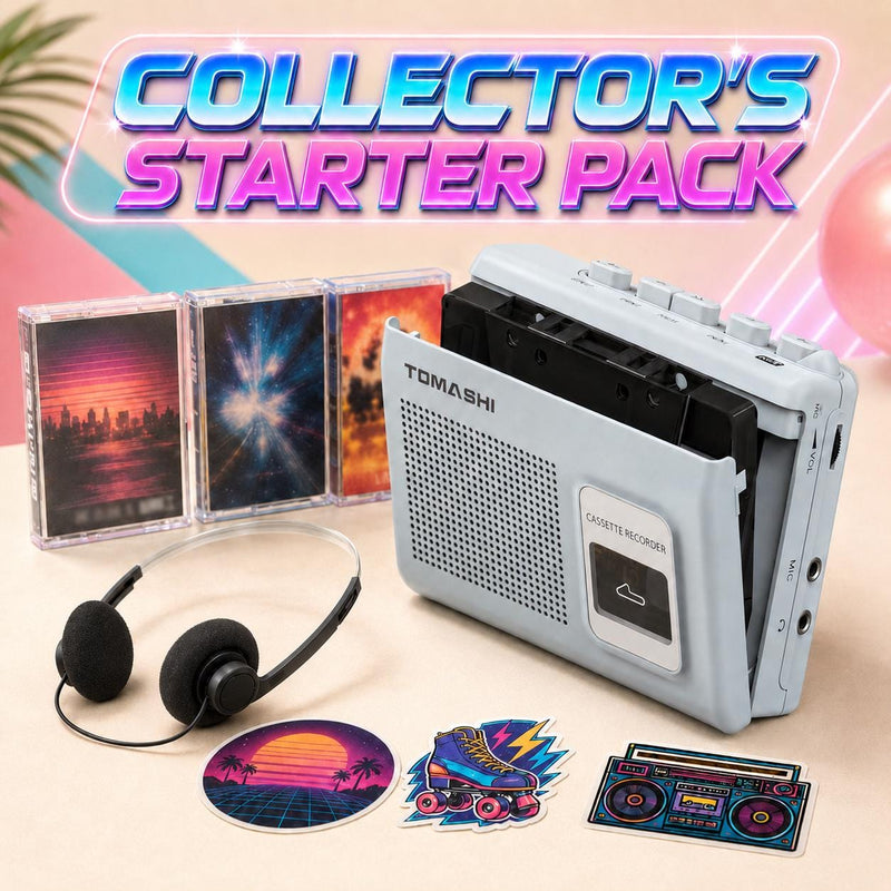 Portable Cassette Player Starter Pack with Headphones & 3 Tapes