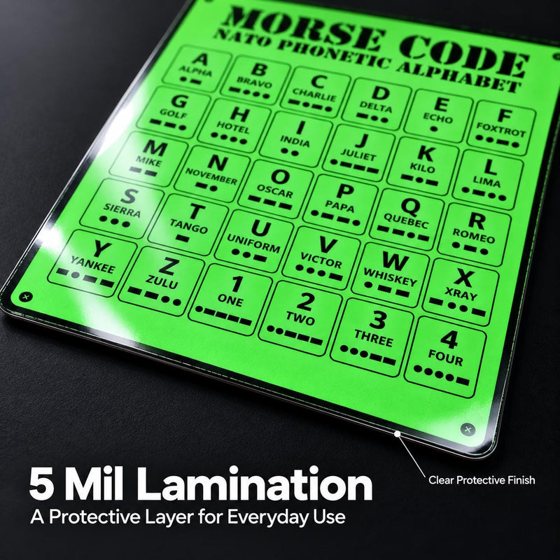 Morse Code & NATO Alphabet Magnet, 4 × 6 in – Glow in the Dark