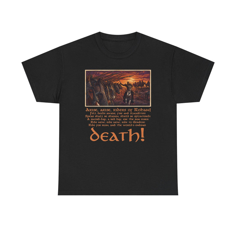 Théoden Pelennor Fields T-Shirt – Riders of Rohan Woodcut Art