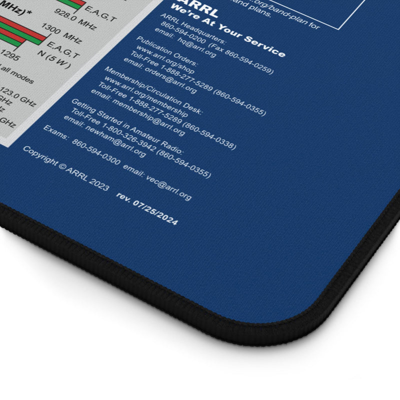 Ham Radio Frequency Chart Desk Mat, 12 × 18 in – US Amateur Bands