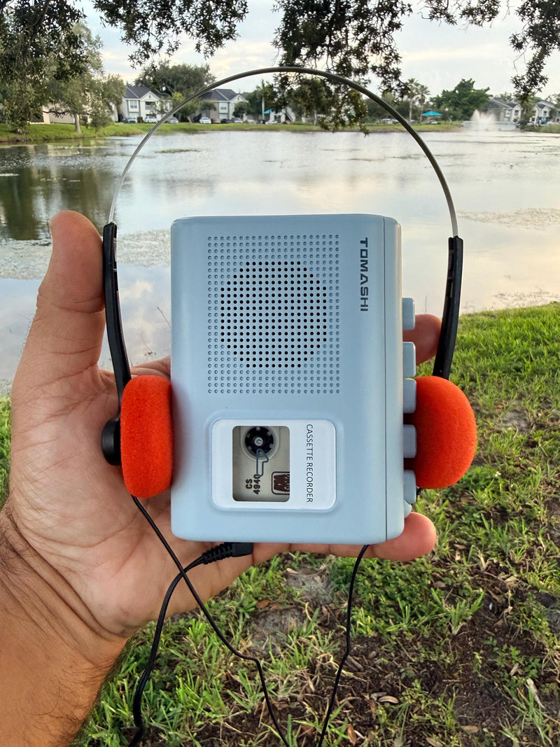 Portable Cassette Player Starter Pack with Headphones & 3 Tapes