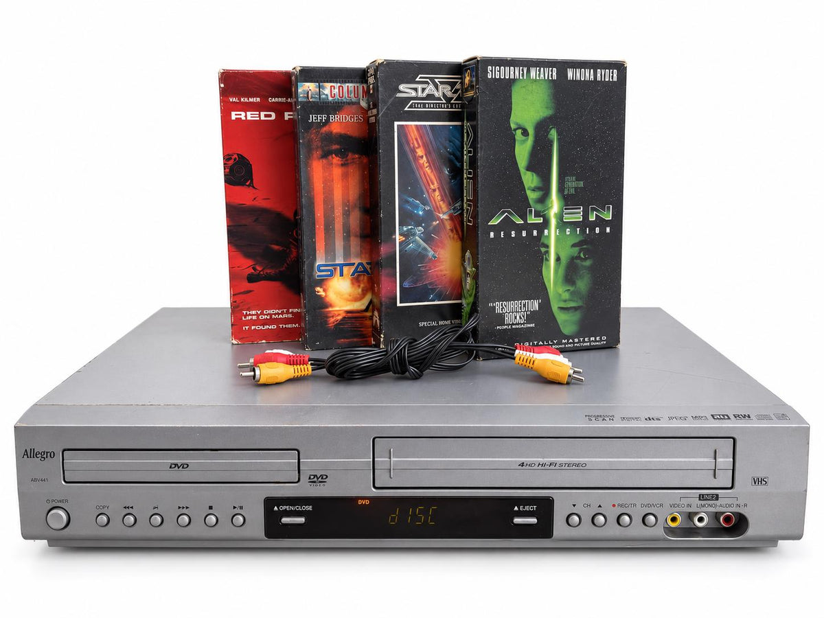 Allegro Zenith ABV441 DVD/VCR Combo + 4 Sci-Fi VHS Movies – No Remote