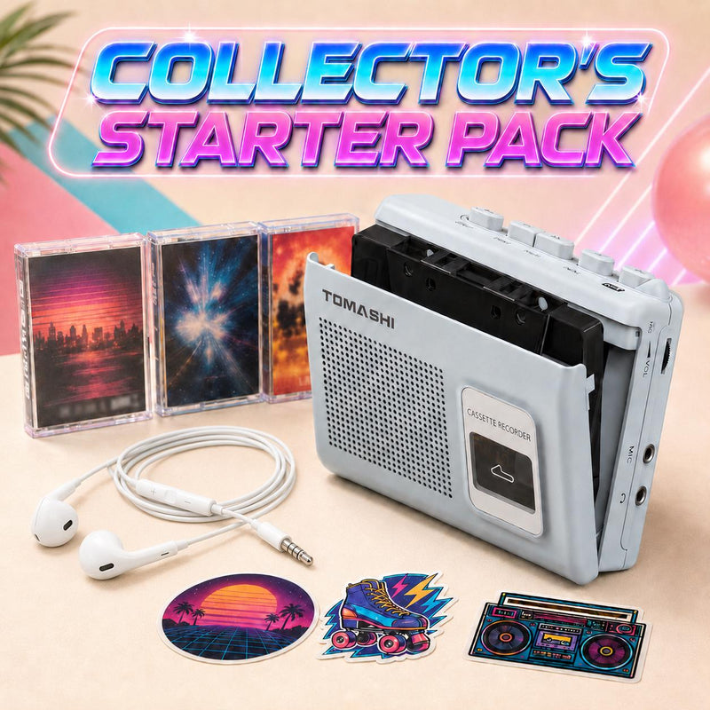 Portable Cassette Player Starter Pack with Headphones & 3 Tapes